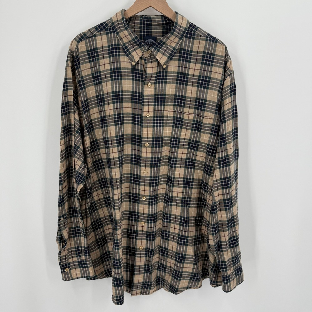 Brooks‎ Brothers Mens 2XL Long Sleeve Plaid Button Down Shirt Cotton